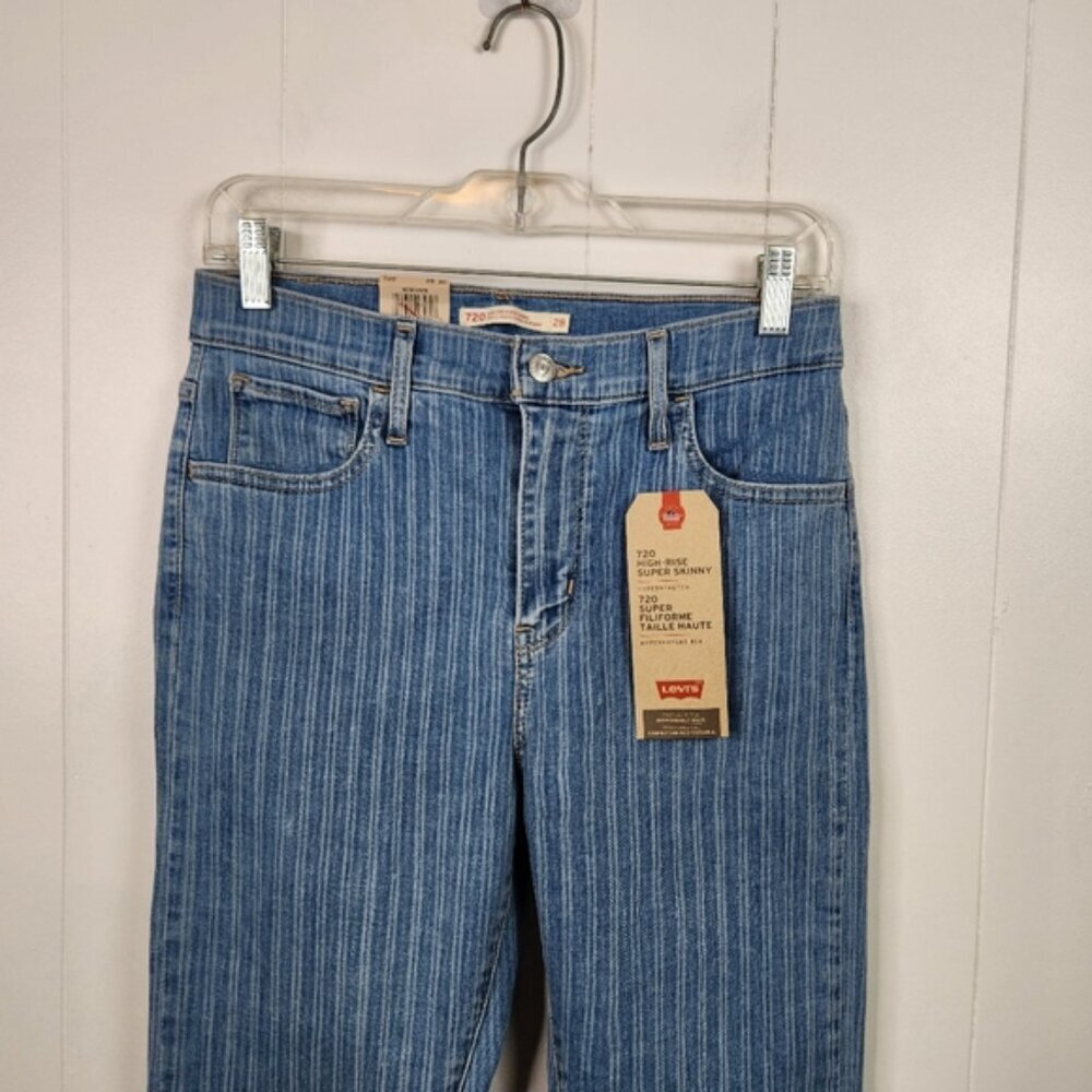 LEVI'S 720 High Rise Super Skinny Sapphire Stripe Jeans New NWT Size 28 Stretch - Picture 5 of 13